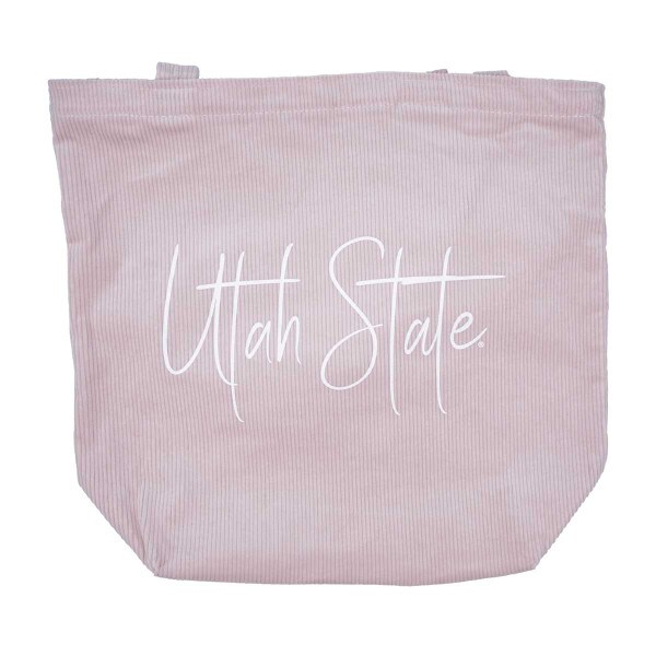 Pink Corduroy Tote Back Utah State